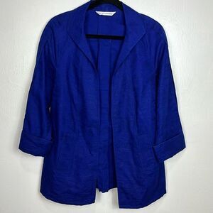 Peter Nygard Cotton Linen Blend Open Front Long Sleeve Jacket Size M